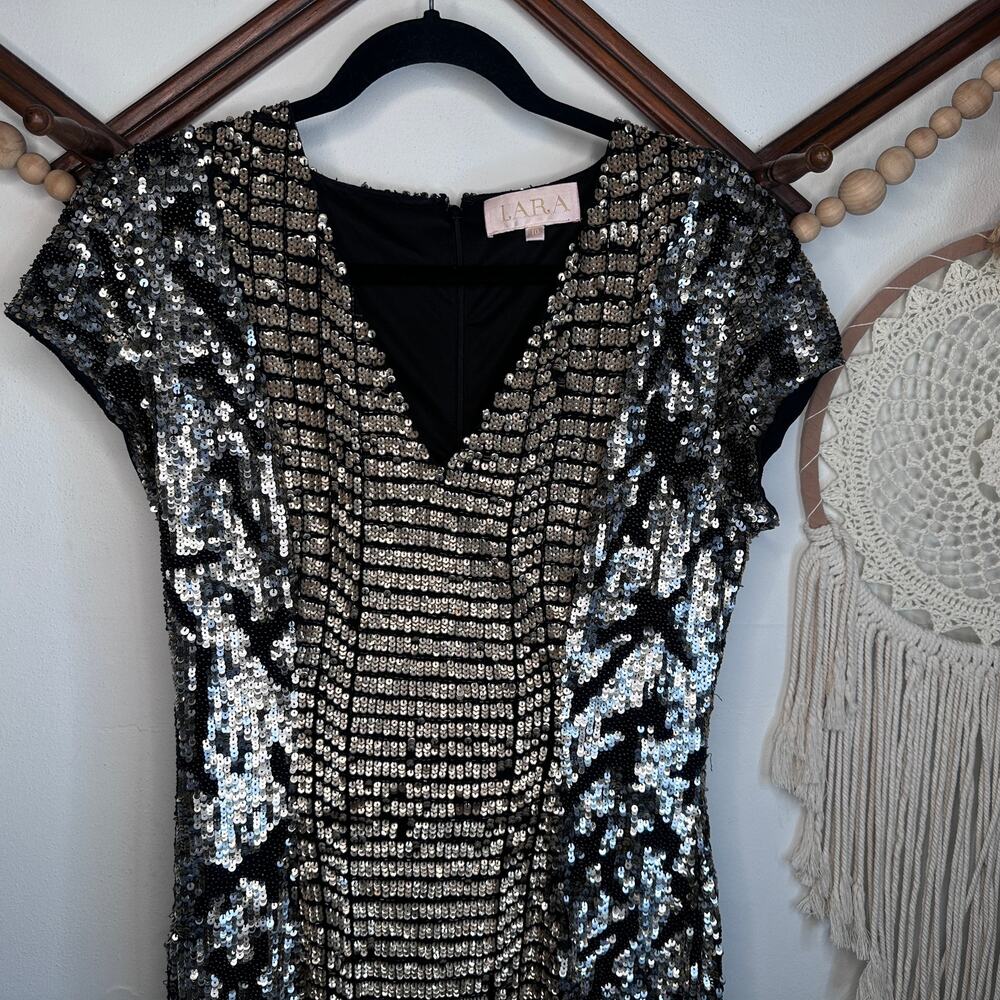 Lara Black Multi Sequin Cocktail Dress
